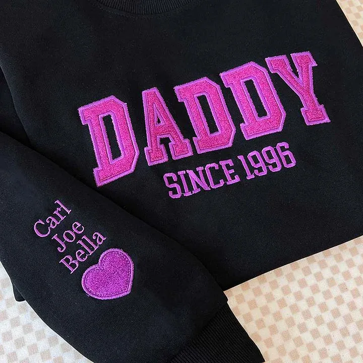 Custom Embroidered Glitter Vinyl Dad T-Shirt & Sweatshirt,Gift For Dad & Grandpa