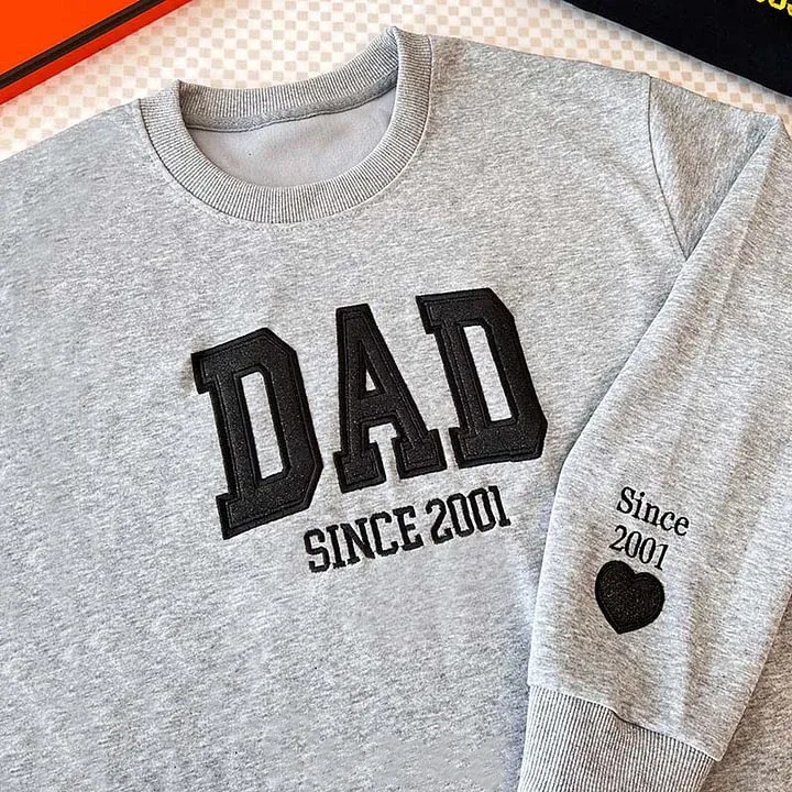 Custom Embroidered Glitter Vinyl Dad T-Shirt & Sweatshirt,Gift For Dad & Grandpa