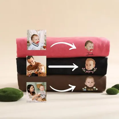 Custom Embroidered Children's Portrait T-shirt & Hoodie, Newborn Name Announcement Gift