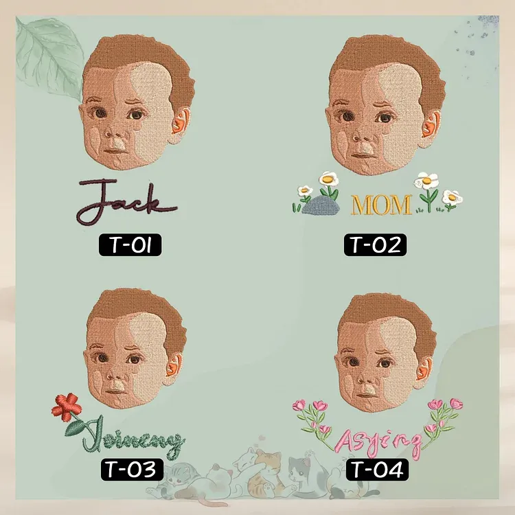 Custom Embroidered Children's Portrait T-shirt & Hoodie, Newborn Name Announcement Gift