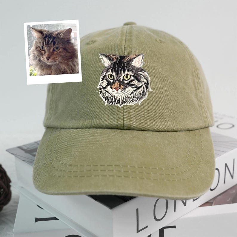 Custom Pet Photo Portrait Embroidered Baseball Cap/Hat