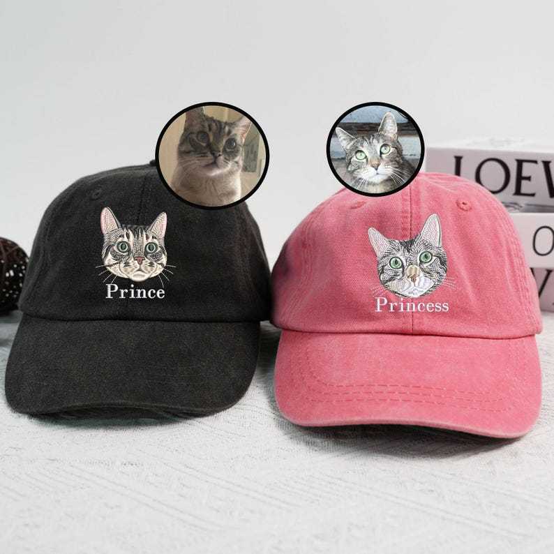 Custom Pet Photo Portrait Embroidered Baseball Cap/Hat