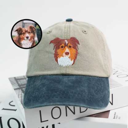 Custom Pet Photo Portrait Embroidered Baseball Cap/Hat