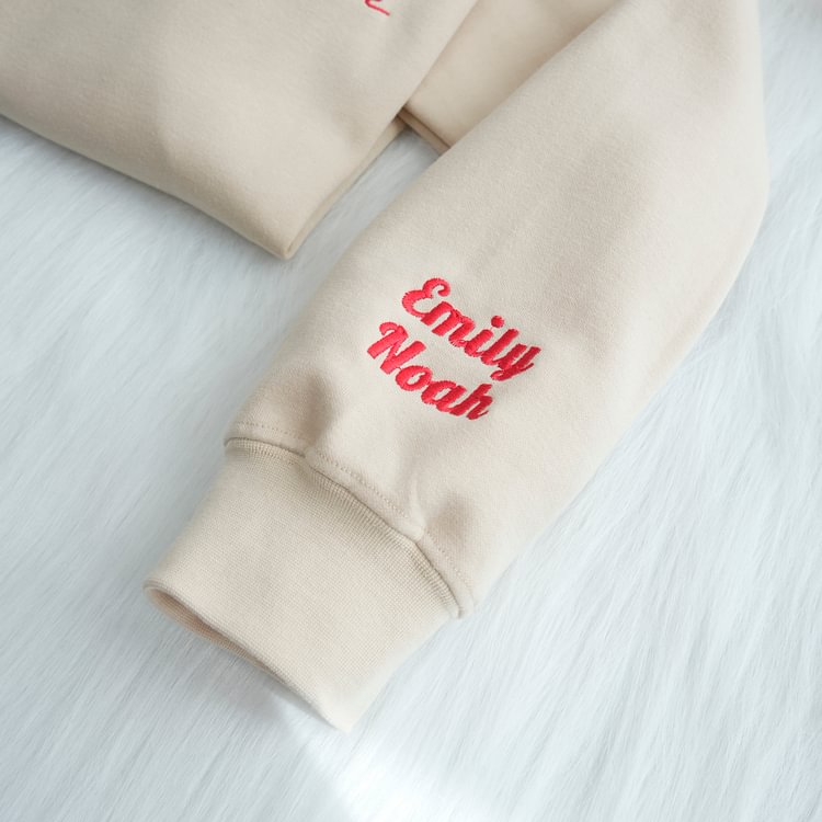 Custom This Mama Wears Her Heart On Her Sleeve Photo Embroidered Sweatshirt, Mother's Day Gift