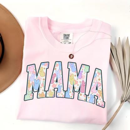 Custom Easter Bunny Mommy Heat Pressed T-Shirts And Sweatshirts For Mother's Day Gifts