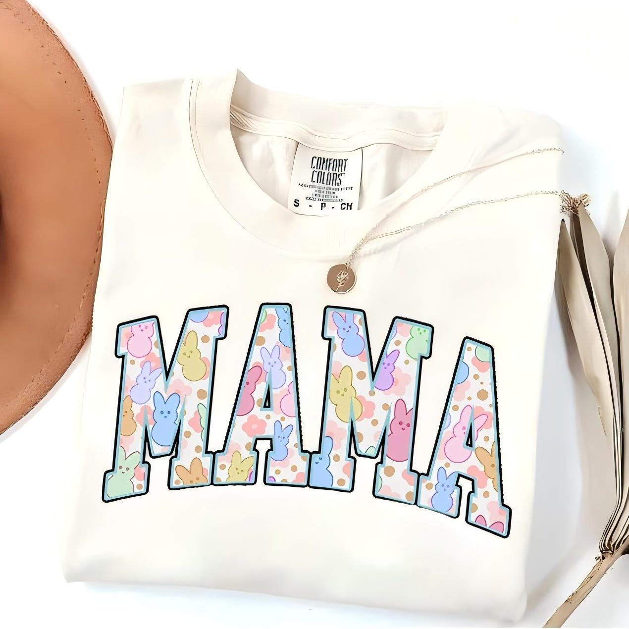 Custom Easter Bunny Mommy Heat Pressed T-Shirts And Sweatshirts For Mother's Day Gifts