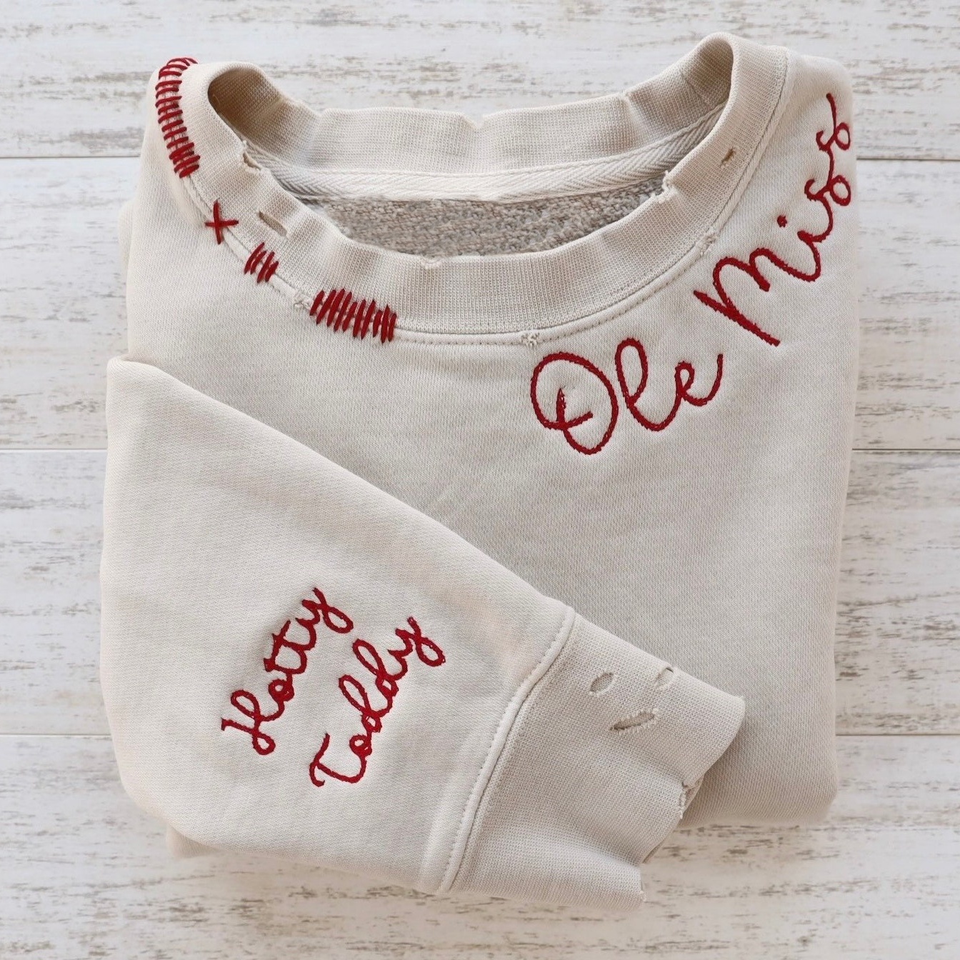 VINTAGE CUSTOM CREW-Custom Embroidered Hand Distressed Sweatshirt