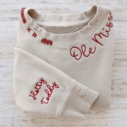 VINTAGE CUSTOM CREW-Custom Embroidered Hand Distressed Sweatshirt