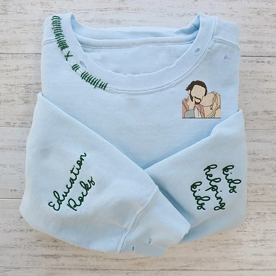 VINTAGE CUSTOM CREW-Custom Embroidered Hand Distressed Photo Sweatshirt
