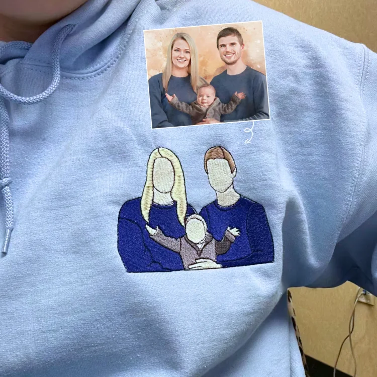 Custom Mama,Mom Portrait Embroidered T-shirt Sweatshirt