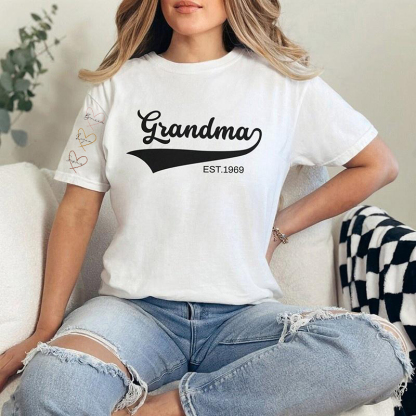 Custom Big MAMA With Kid's Name On Sleeve Sweatshirt