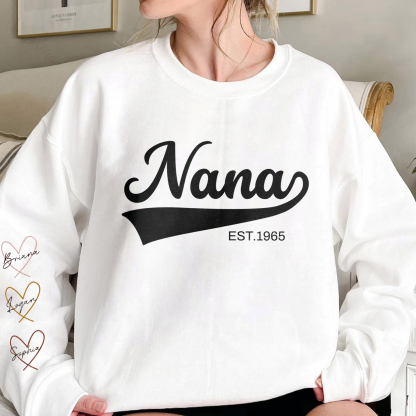 Custom Big MAMA With Kid's Name On Sleeve Sweatshirt