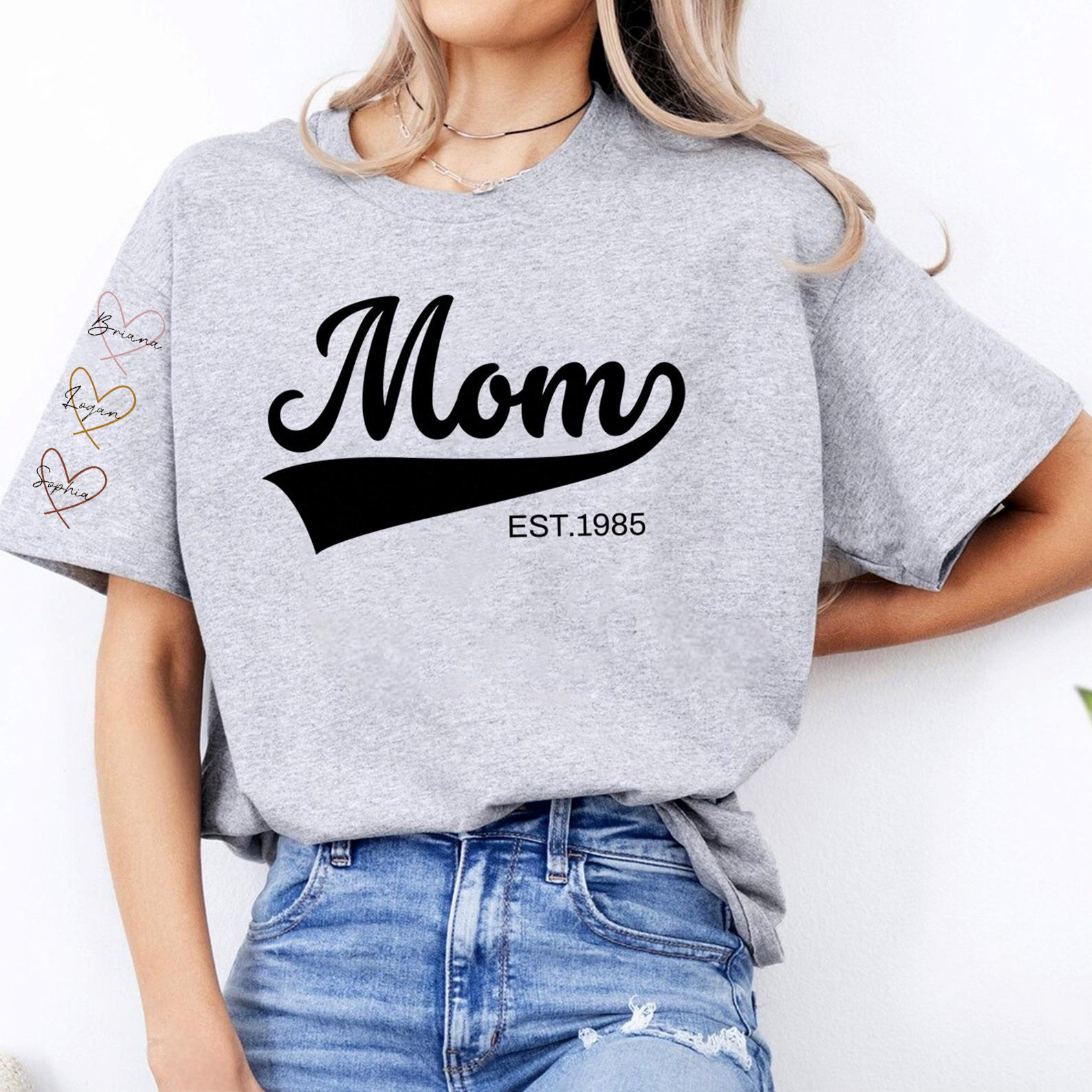 Custom Big MAMA With Kid's Name On Sleeve Sweatshirt