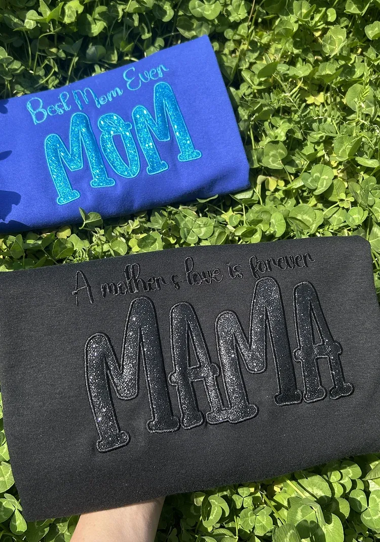Mom's Glitter Embroidered T-Shirt And Sweatshirt, A Gift For Mom With A Warm Word!
