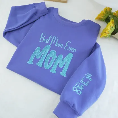 Mom's Glitter Embroidered T-Shirt And Sweatshirt, A Gift For Mom With A Warm Word!