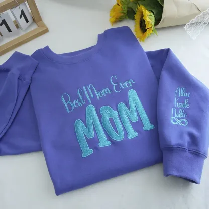 Mom's Glitter Embroidered T-Shirt And Sweatshirt, A Gift For Mom With A Warm Word!