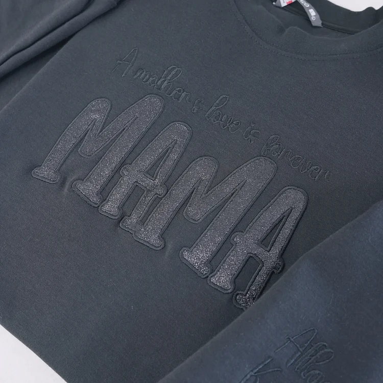 Mom's Glitter Embroidered T-Shirt And Sweatshirt, A Gift For Mom With A Warm Word!
