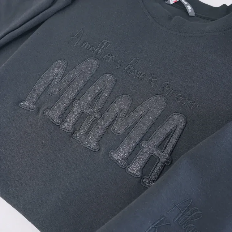 Mom's Glitter Embroidered T-Shirt And Sweatshirt, A Gift For Mom With A Warm Word!