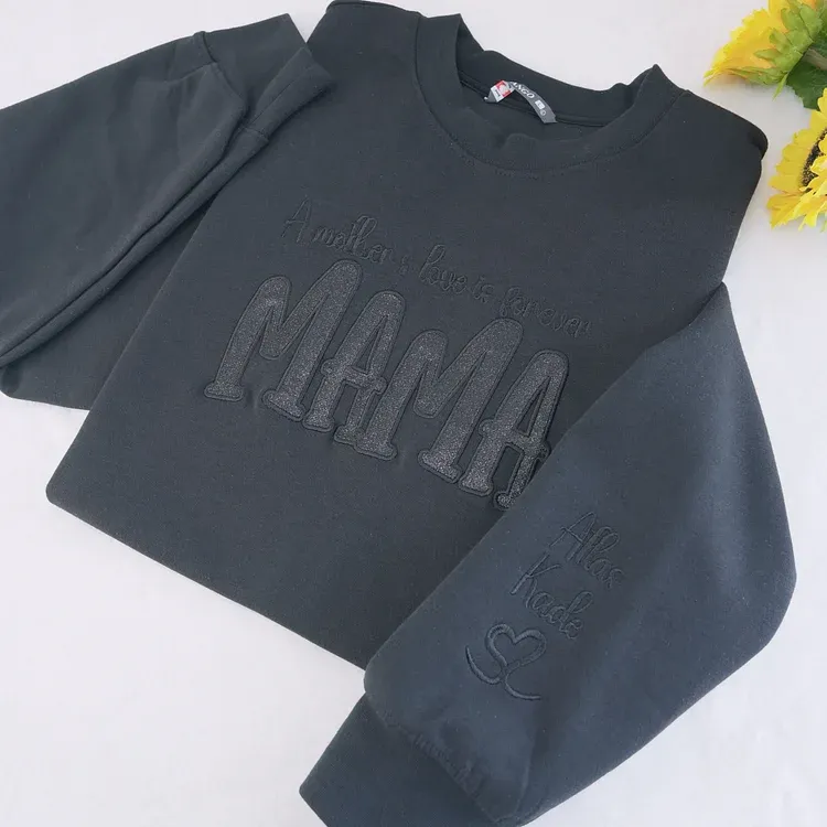Mom's Glitter Embroidered T-Shirt And Sweatshirt, A Gift For Mom With A Warm Word!