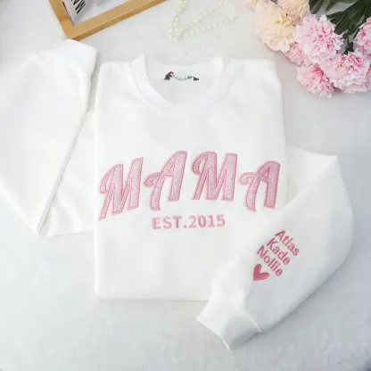 Pamaviva Custom Embroidered Applique Glitter Mom Sweatshirt - Gift For Mama