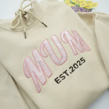 Pamaviva Custom Embroidered Applique Glitter Mom Sweatshirt - Gift For Mama
