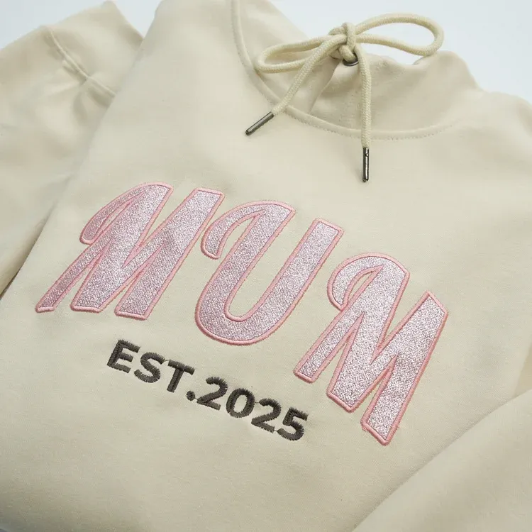 Pamaviva Custom Embroidered Applique Glitter Mom Sweatshirt - Gift For Mama