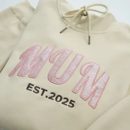 Pamaviva Custom Embroidered Applique Glitter Mom Sweatshirt - Gift For Mama