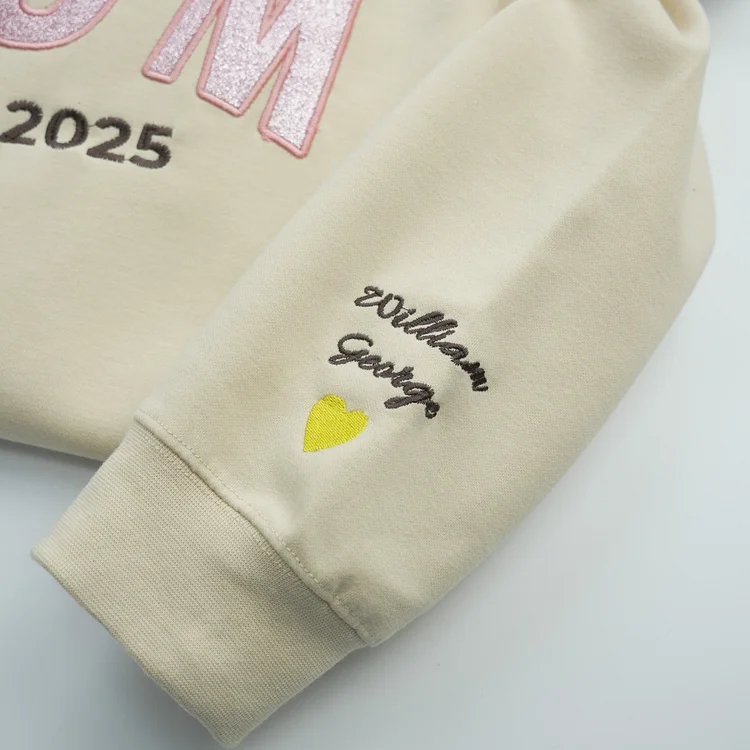 Pamaviva Custom Embroidered Applique Glitter Mom Sweatshirt - Gift For Mama