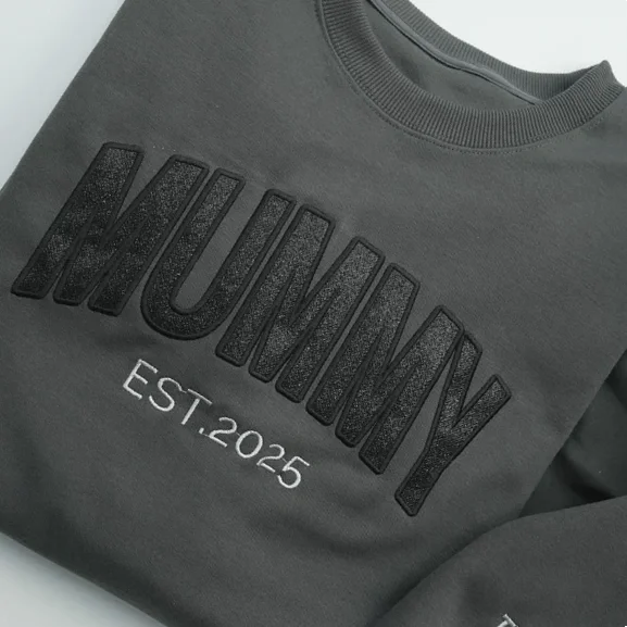 Embroidered Applique Glitter Mama T-Shirt & Sweatshirt For Mom