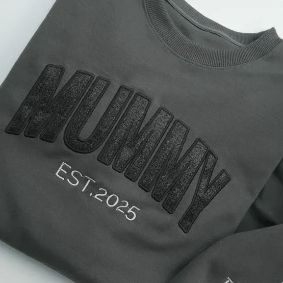 Embroidered Applique Glitter Mama T-Shirt & Sweatshirt For Mom