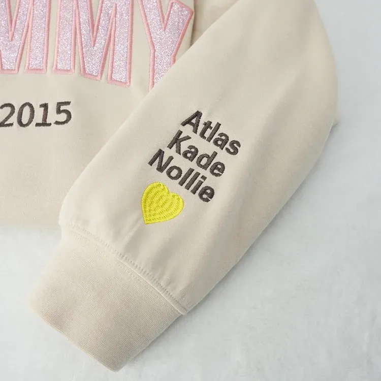 Embroidered Applique Glitter Mama T-Shirt & Sweatshirt For Mom