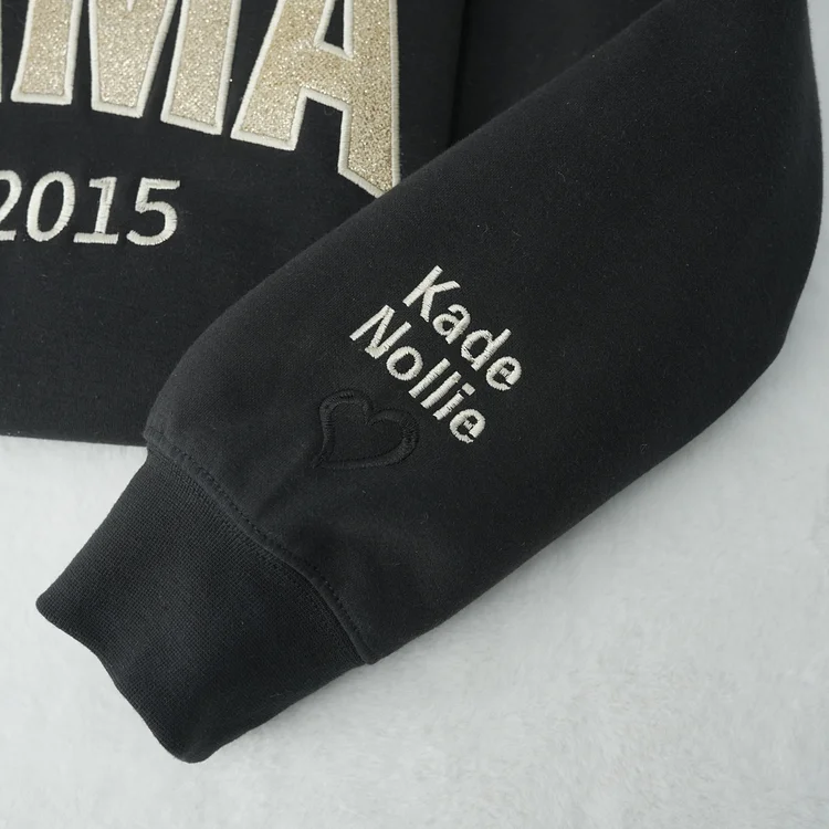 Embroidered Applique Glitter Mama T-Shirt & Sweatshirt For Mom