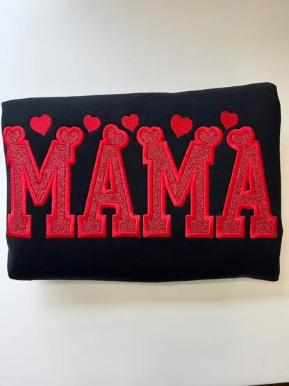 Glitter Embroidered Applique Sweatshirt，Simple Mama Pullover, Gift For Mom, Personalized Mama Shirt
