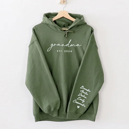 Custom Puff Print Sweatshirt Est Year with Kids Names on Sleeve