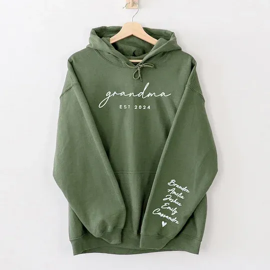 Custom Puff Print Sweatshirt Est Year with Kids Names on Sleeve