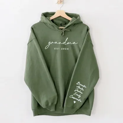 Custom Puff Print Sweatshirt Est Year with Kids Names on Sleeve