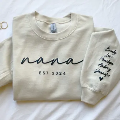 Custom Puff Print Sweatshirt Est Year with Kids Names on Sleeve