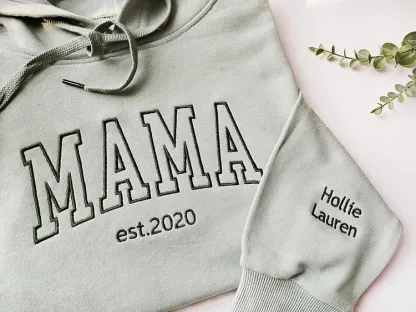Custom Mom Embroidered Sweatshirt With Child's Name On The Sleeve Mother's Day Gift For Mom From Daughter