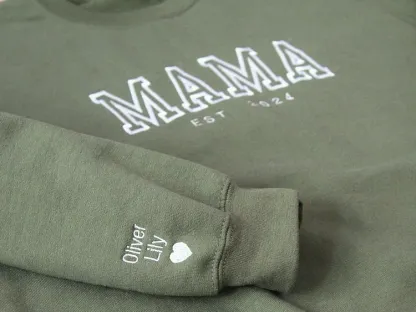 Custom Mom Embroidered Sweatshirt With Child's Name On The Sleeve Mother's Day Gift For Mom From Daughter