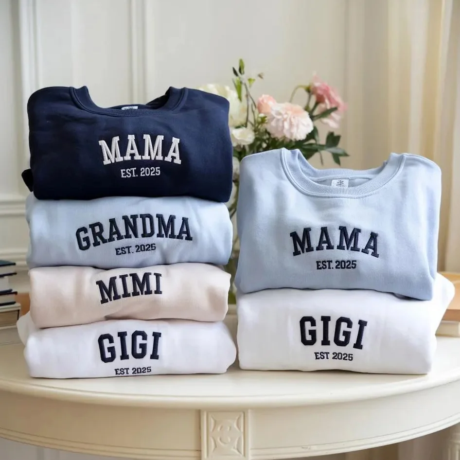 Personalized Mama Sweatshirt with Kid Names On Sleeve, Mother's Day Gift