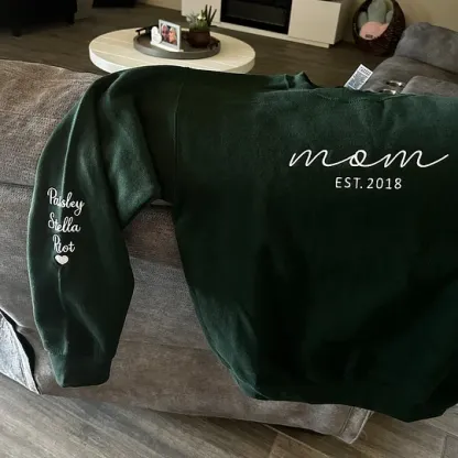 Customized Mum's Embroidered Sweatshirt With Date and Child's Name