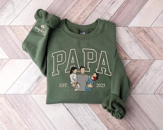 Custom Mama Sweatshirt with Photo Mama and Kids Portrait Family Portrait Hoodie Gift For Mother's Day