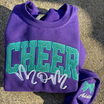 Personalized Glitter Embroidered Cheer Mom Sweatshirt
