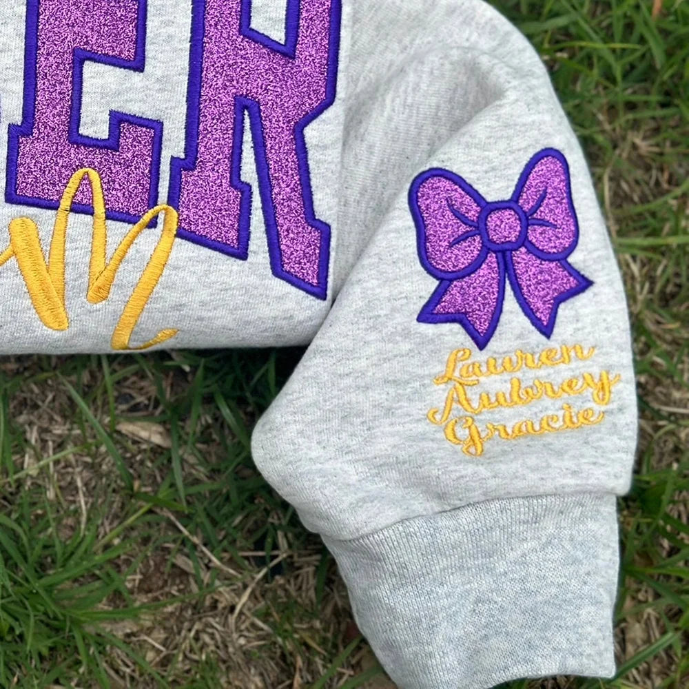 Personalized Glitter Embroidered Cheer Mom Sweatshirt