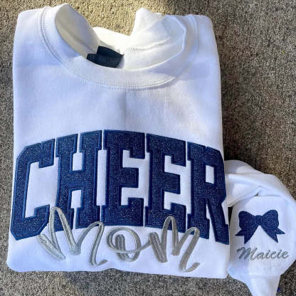 Personalized Glitter Embroidered Cheer Mom Sweatshirt