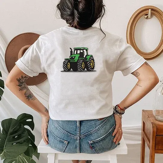 Custom Embroidered Car Design On Back, For Tractor Lover Hoodiet Father's Day Gift