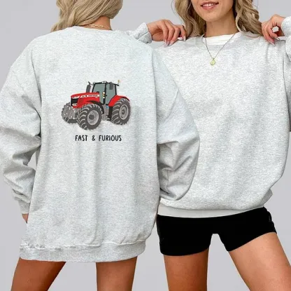 Custom Embroidered Car Design On Back, For Tractor Lover Hoodiet Father's Day Gift
