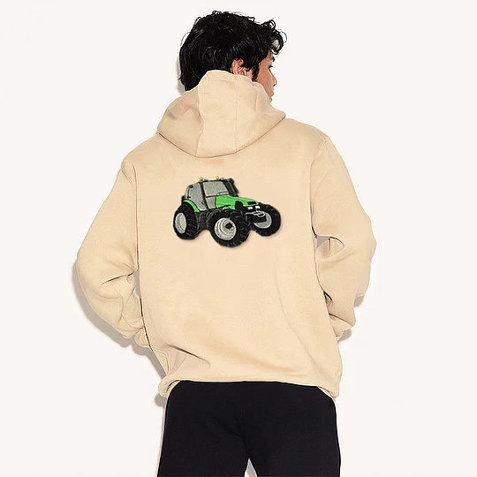 Custom Embroidered Car Design On Back, For Tractor Lover Hoodiet Father's Day Gift