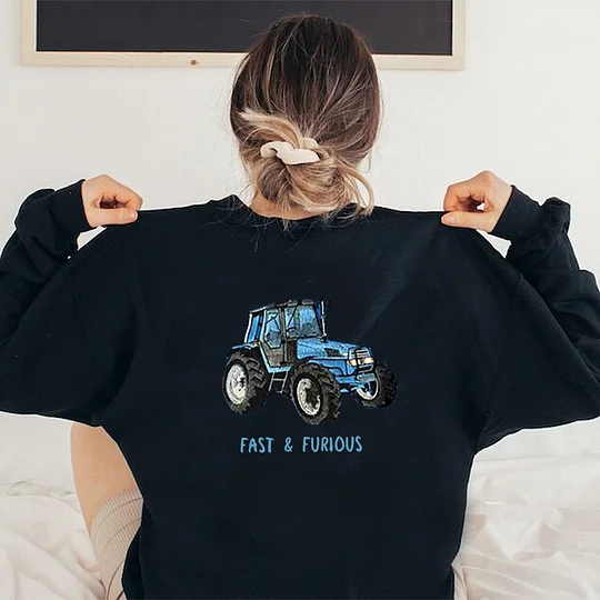 Custom Embroidered Car Design On Back, For Tractor Lover Hoodiet Father's Day Gift