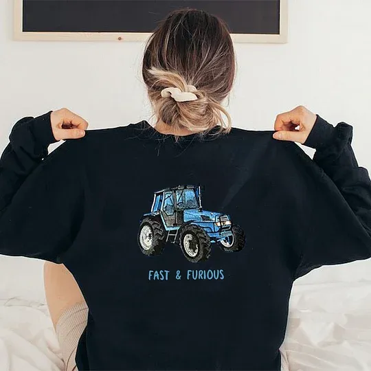 Custom Embroidered Car Design On Back, For Tractor Lover Hoodiet Father's Day Gift